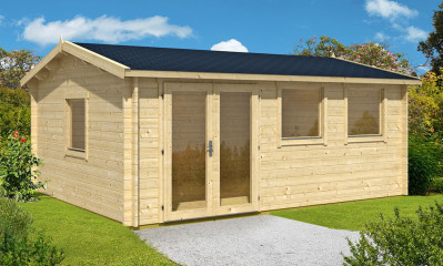 Abri jardin bois NICE 44 mm sans plancher - 19,1m² intérieur