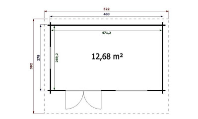 chalets de jardin BIARRITZ 44 mm sans plancher - 12,7m² intérieur