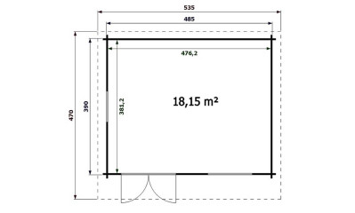 Plan chalet de jardin VAR 44 mm sans plancher- 18,1m² intérieur