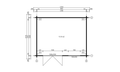 Abri de jardin CHAUMONT 44 mm - 11,1m² intérieur