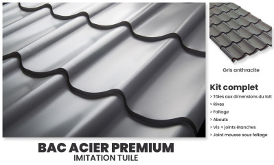 Tuile acier gris anthracite pour Abri Montpellier 70mm