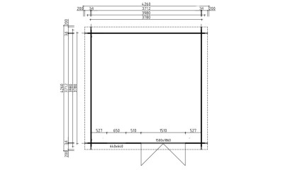 Plan Abri de jardin LYON 15 34 mm autoclave - 13.78 m² intérieur