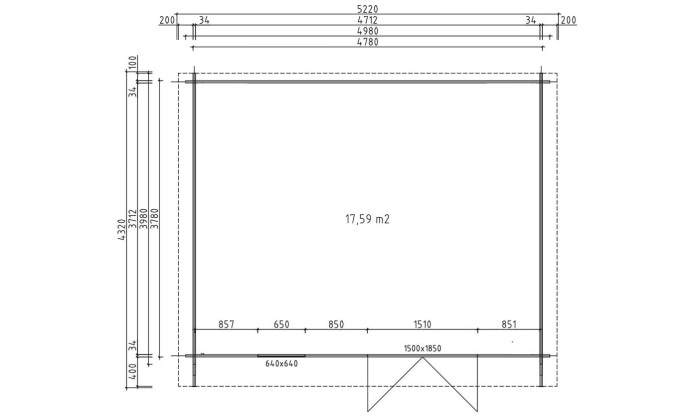 Plan Abri de jardin toit 2 pentes Violette 18 autoclave madriers 34mm