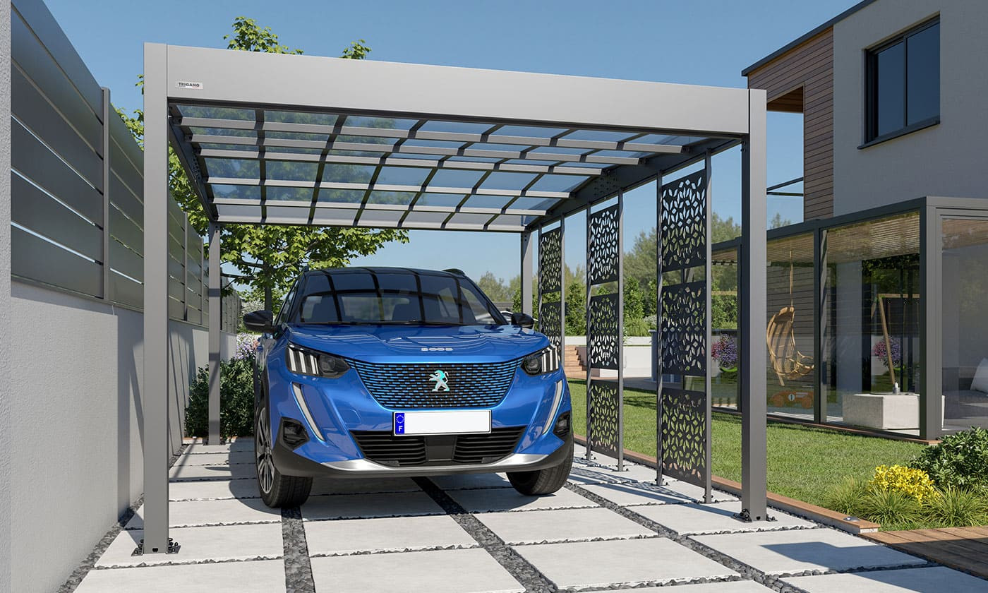 Carport Toit plat - Libeccio 3 claustras - Aluminium I Touschalets