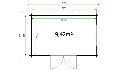 Abris de jardin en bois BANDOL 44mm - 9,4m² intérieur