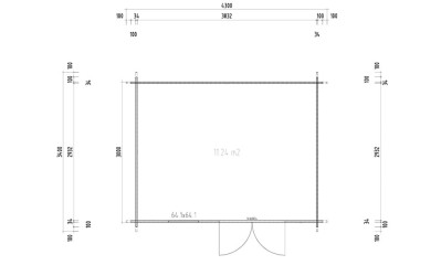 Abri de jardin Cambia 11 34 mm autoclave - 11.24m² intérieur - Plan