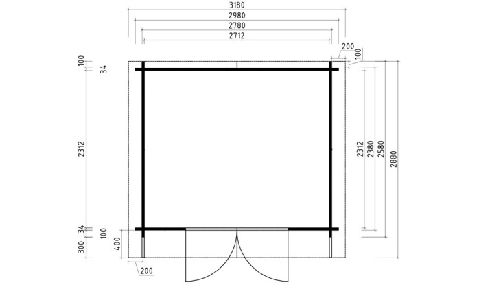Plan Abri de jardin BALISTRA 7 34 mm - 6.27m2 intérieur