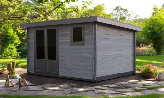 Abri de jardin composite Milos, toit monopente, 3.8x3m