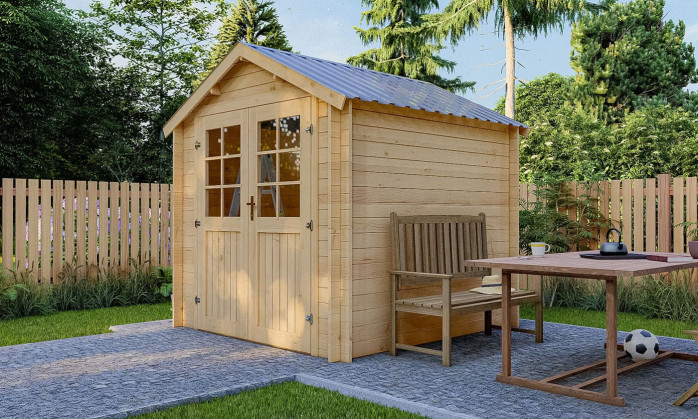 Abri de jardin bois Valloire 28mm - Toiture en acier - 4.26m2