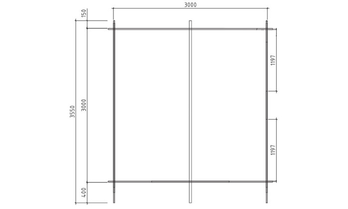 Abri de jardin sans menuiseries Bamberg 9 - Toit 2 pentes, bac acier inclus - Madriers 44mm - 8.48m2 int