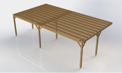 Pergola adossée autoclave Cl4 10x5m avec ventelles | Perg…