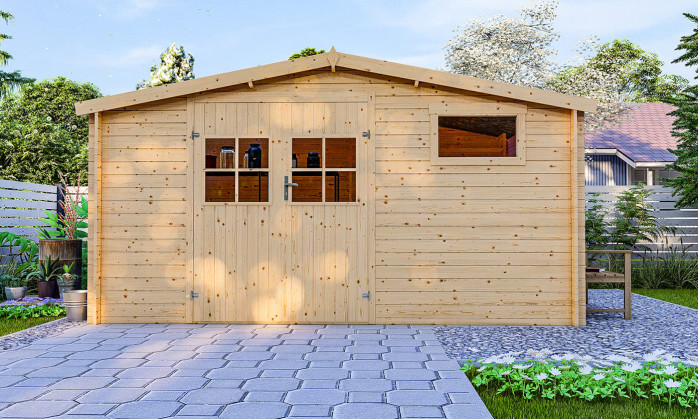 Abri de jardin 1er prix bois brut Bondues Ep 28mm - 9.81m2