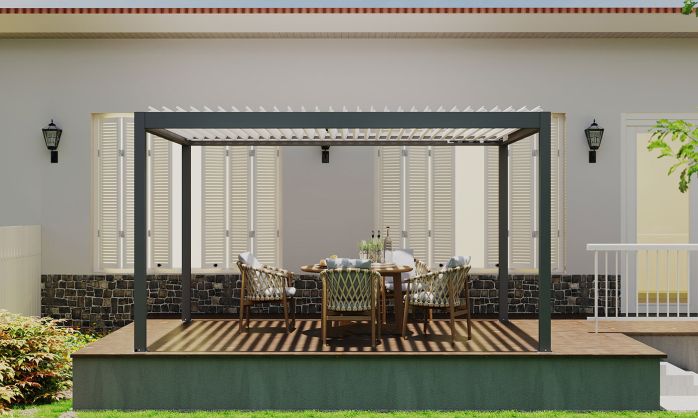 Pergola motorisée bioclimatique alu Windsor 3x3m 33B blanche avec kit LED - 9m2