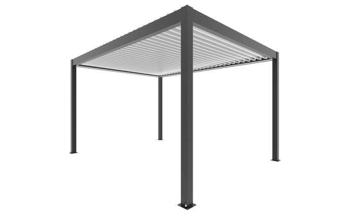 Pergola motorisée bioclimatique alu Windsor 3x3m 33B blanche avec kit LED - 9m2