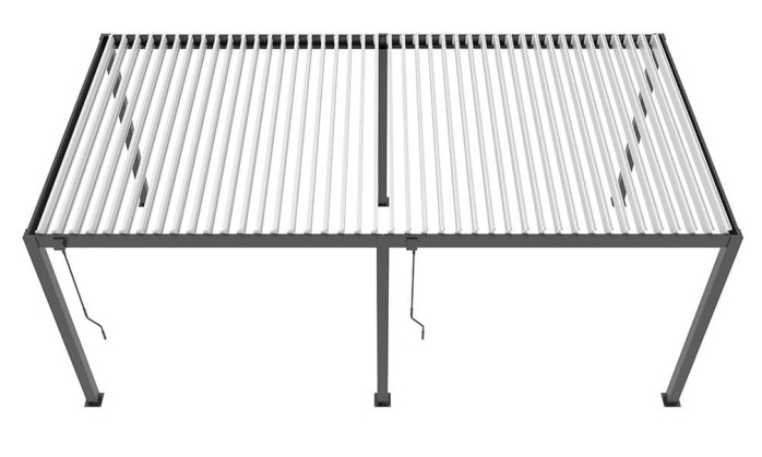 Pergola manuelle bioclimatique alu Gaillard 6x4m 46NB anthracite & lames blanches