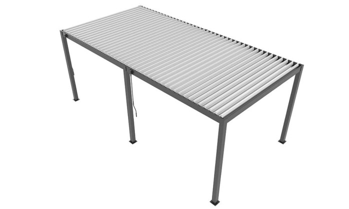 Pergola manuelle bioclimatique alu Gaillard 6x4m 46NB anthracite & lames blanches