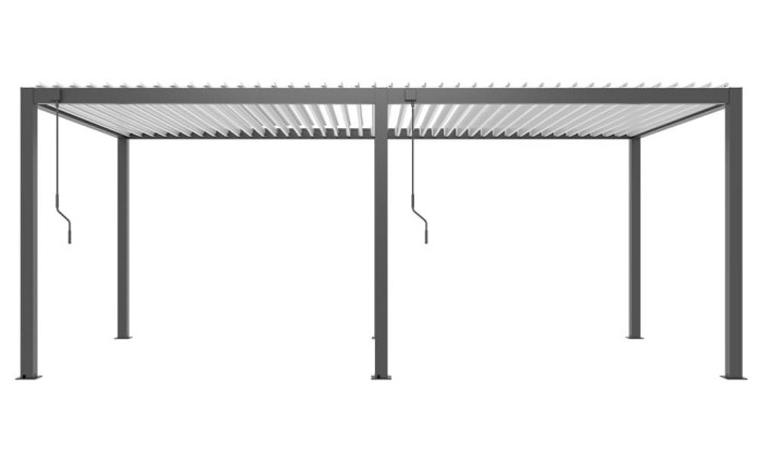 Pergola manuelle bioclimatique alu Gaillard 6x4m 46NB anthracite & lames blanches