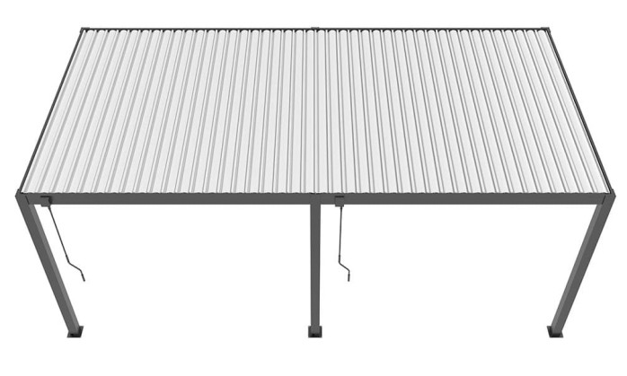 Pergola manuelle bioclimatique alu Gaillard 6x4m 46NB anthracite & lames blanches