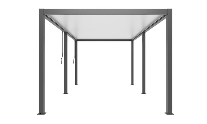 Pergola manuelle bioclimatique alu Gaillard 6x4m 46NB anthracite & lames blanches