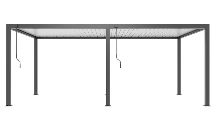 Pergola manuelle bioclimatique alu Gaillard 6x4m 46NB anthracite & lames blanches