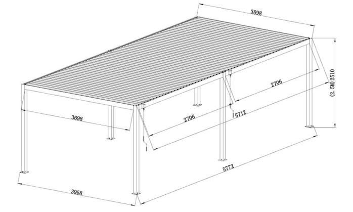 Pergola manuelle bioclimatique alu Gaillard 6x4m 46NB anthracite & lames blanches