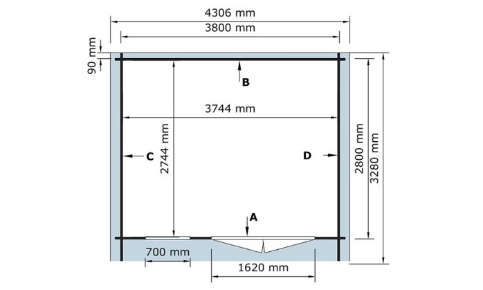 Abri de jardin ARZON 12 Brut 28mm 10.25m2 intérieur