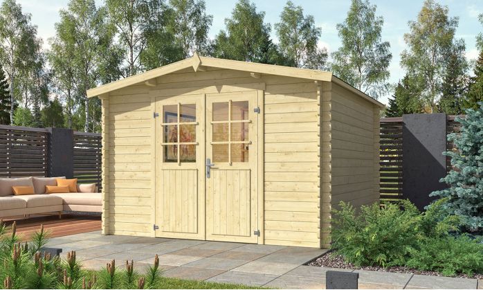 Abri de jardin Parisa bois naturel 28mm 8.67m2 intérieur