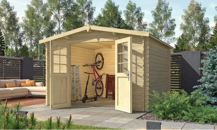 Abri de jardin Parisa bois naturel 28mm 8.67m2 intérieur