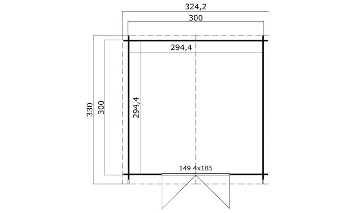 Abri de jardin Parisa bois naturel 28mm 8.67m2 intérieur