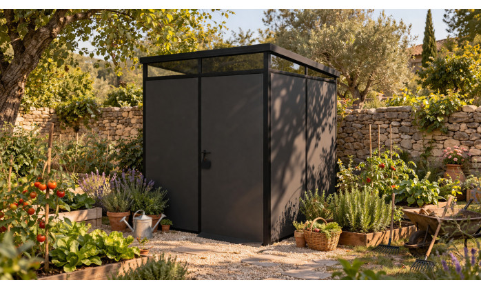 Abri de jardin modulaire isolé 2x2m anthracite et noir - EVERBOX