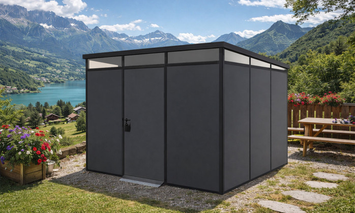 Abri de jardin modulaire isolé 3x3m anthracite et noir - EVERBOX