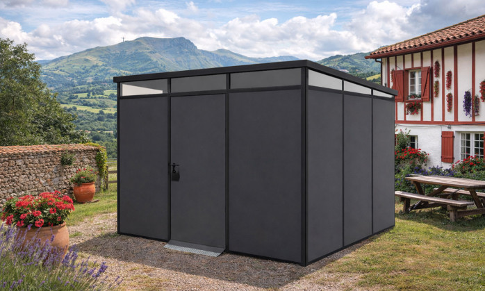 Abri de jardin modulaire isolé 3x3m anthracite et noir - EVERBOX