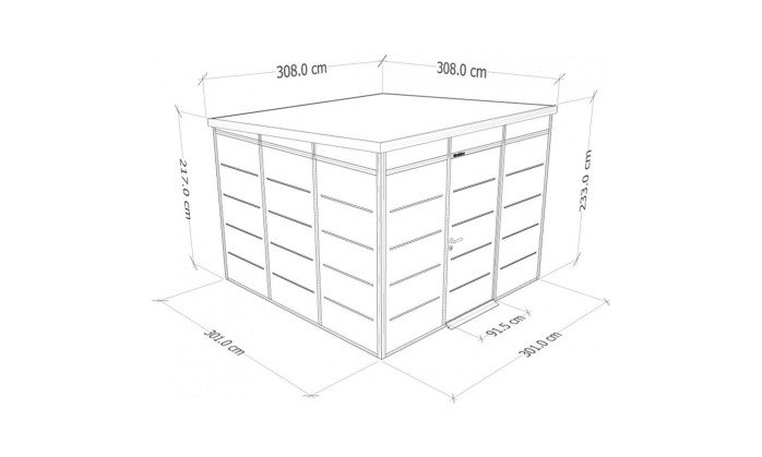 Abri de jardin modulaire isolé 3x3m anthracite et noir - EVERBOX