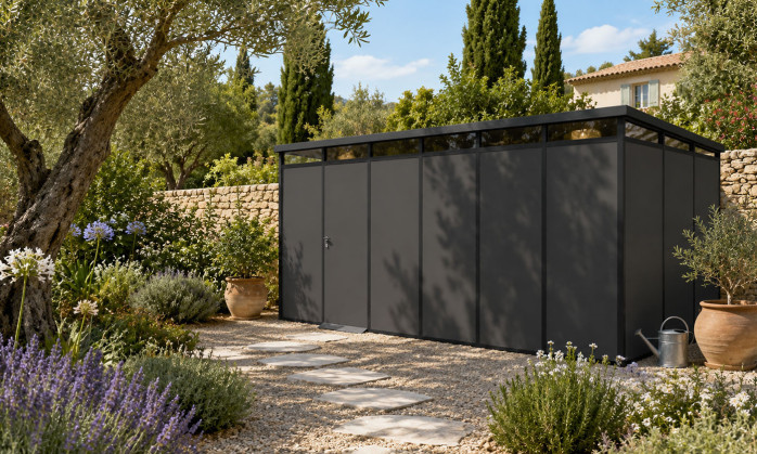 Abri de jardin modulaire isolé 6x3m anthracite et noir - EVERBOX