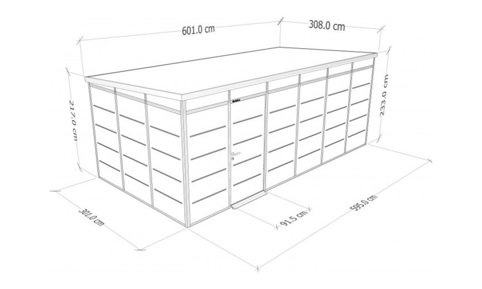Abri de jardin modulaire isolé 6x3m anthracite et noir - EVERBOX