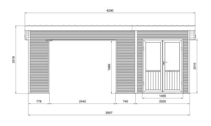 Abri composite NUREMBERG avec extension - Anthracite - 596 x 300cm - 18m2
