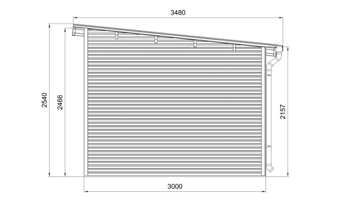 Abri composite NUREMBERG avec extension - Anthracite - 596 x 300cm - 18m2