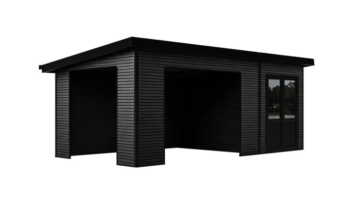Abri composite NUREMBERG avec extension - Anthracite - 596 x 300cm - 18m2
