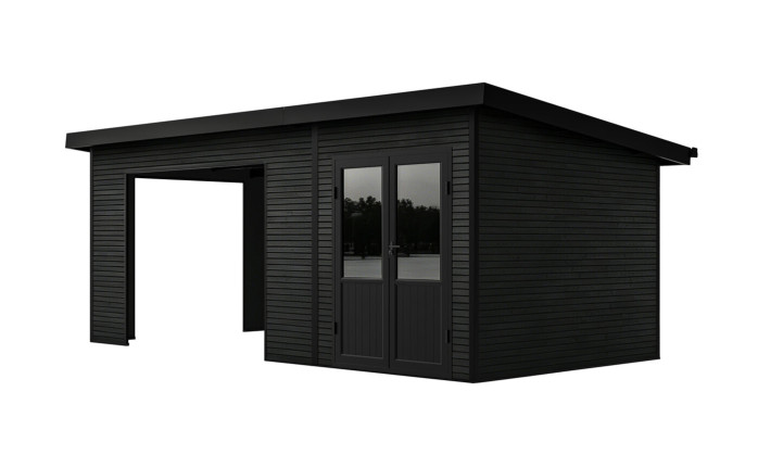 Abri composite NUREMBERG avec extension - Anthracite - 596 x 300cm - 18m2