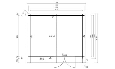 Plan au sol abri de jardin Violette 11