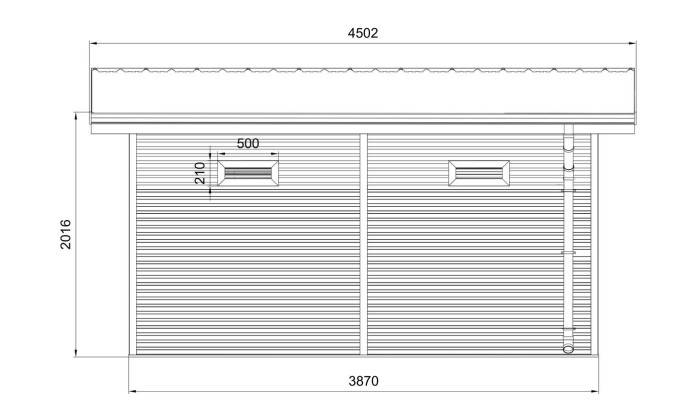Abri composite DUSSELDORF - Teck - Toit monopente - 14m2 int