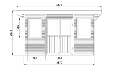 Abri composite MUNSTER - Teck - Toit monopente - 11m2 int