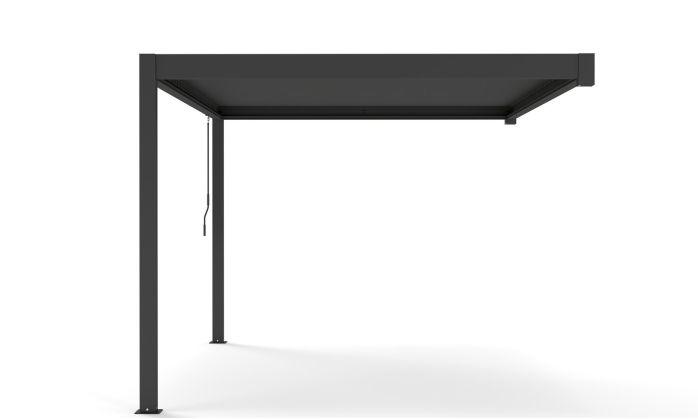 Pergola manuelle bioclimatique adossée alu Brive 4x4m 44N - anthracite - 16m2