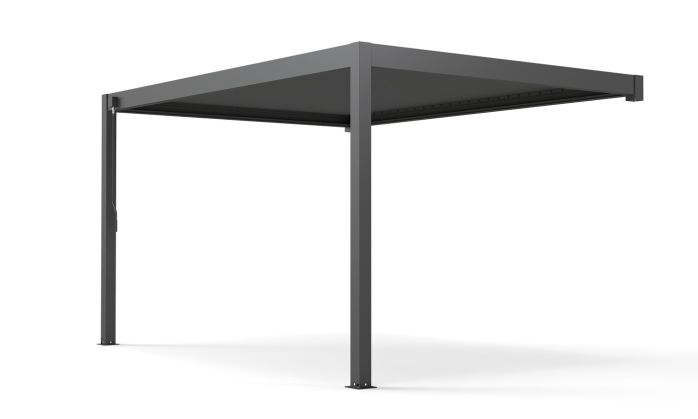 Pergola manuelle bioclimatique adossée alu Brive 4x4m 44N - anthracite - 16m2