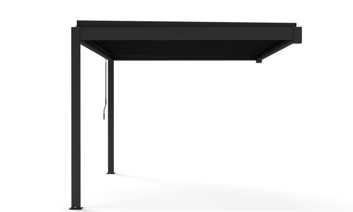 Pergola manuelle bioclimatique adossée alu Brive 4x4m 44N - anthracite - 16m2