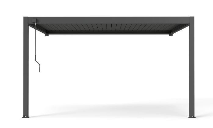 Pergola manuelle bioclimatique adossée alu Brive 4x4m 44N - anthracite - 16m2