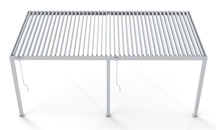 Pergola manuelle bioclimatique adossée alu Brive 6x4m 46B - blanche - 24m2
