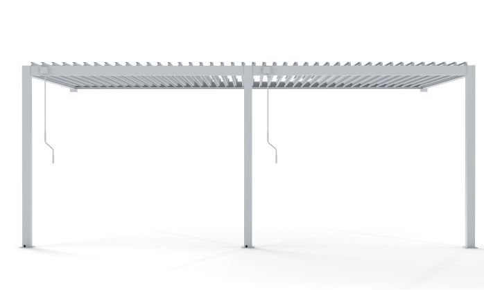 Pergola manuelle bioclimatique adossée alu Brive 6x4m 46B - blanche - 24m2