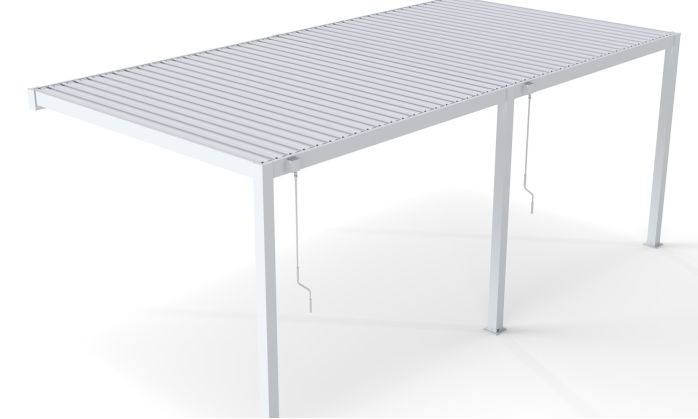 Pergola manuelle bioclimatique adossée alu Brive 6x4m 46B - blanche - 24m2