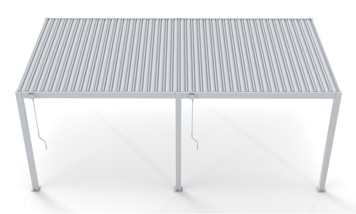 Pergola manuelle bioclimatique adossée alu Brive 6x4m 46B - blanche - 24m2